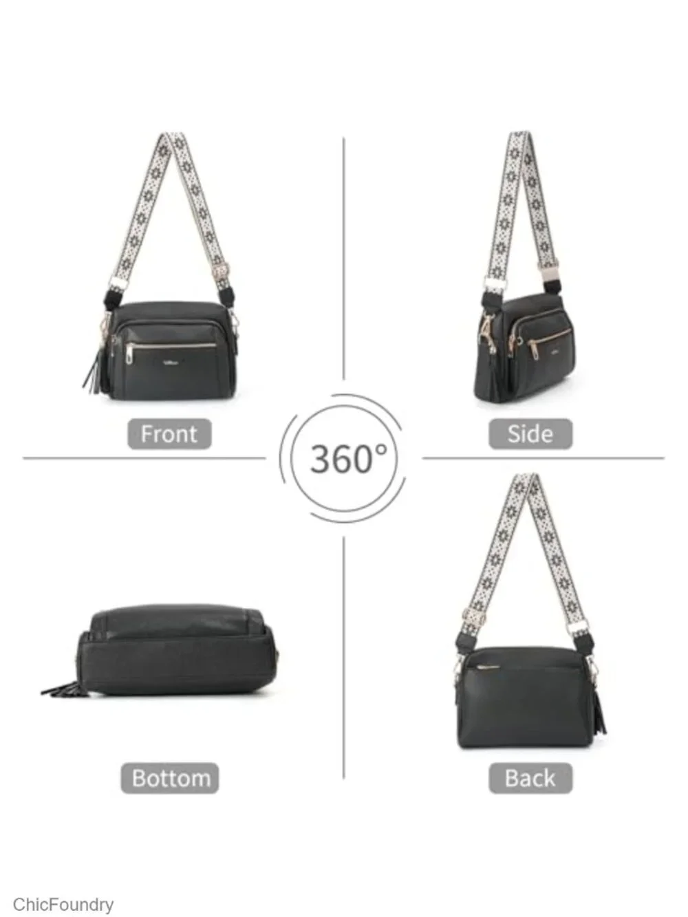 Anti-Theft Crossbody Bag with Faux Leather and Multiple Pockets
